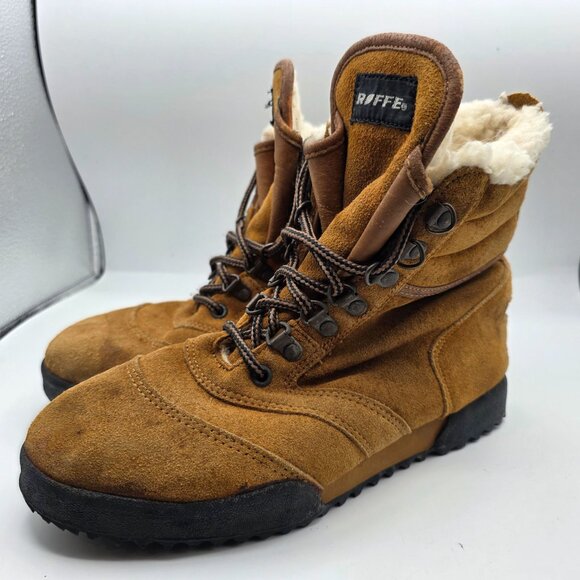 Roffe Shearling-Lined Womens Snow Boots Size 8 Brown Lace Up Winter Footwear - Picture 4 of 13